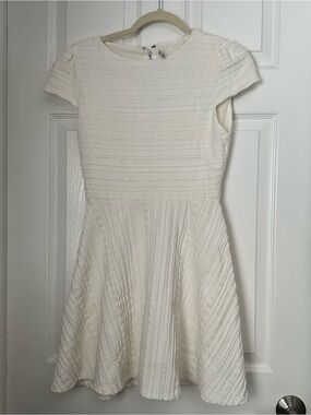 Alice + Olivia (Tag Cut) Ivory Textured Fit-and-Flare Dress